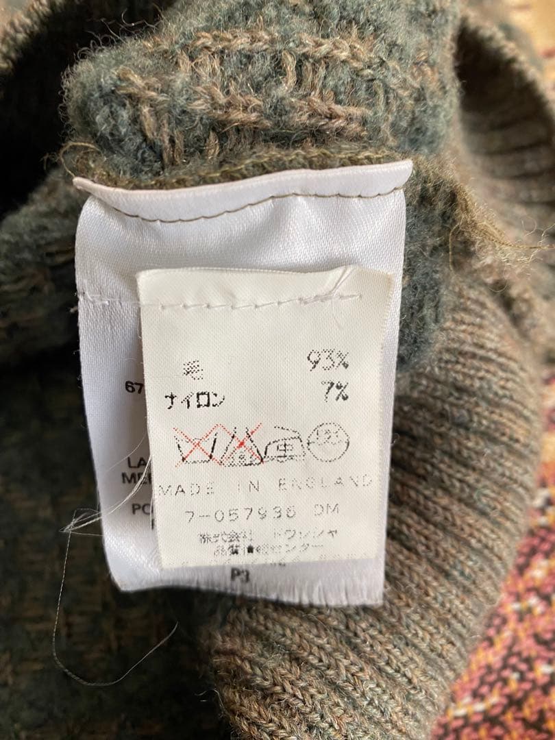 【英国製】80s 90s 希少柄 Burberrys ニット•セーター グリーン