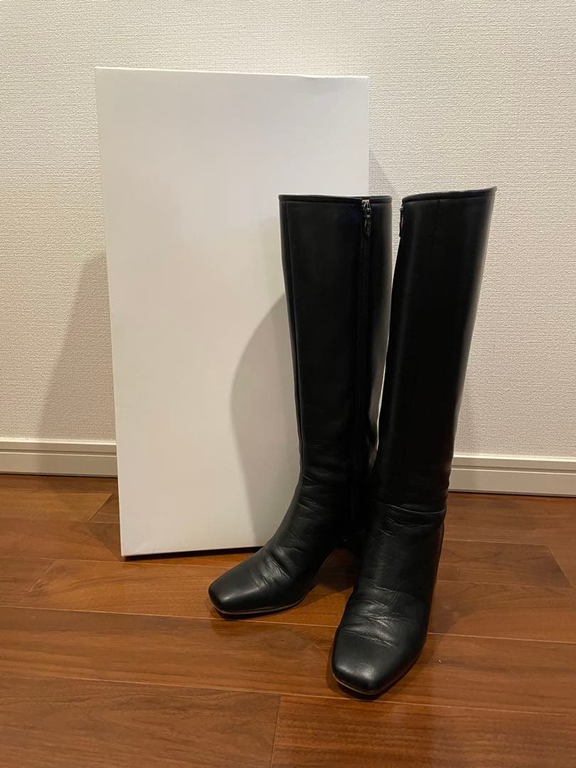 DIANA 履き心地にもこだわった！スクエアトゥロングブーツ ブラック 23cm