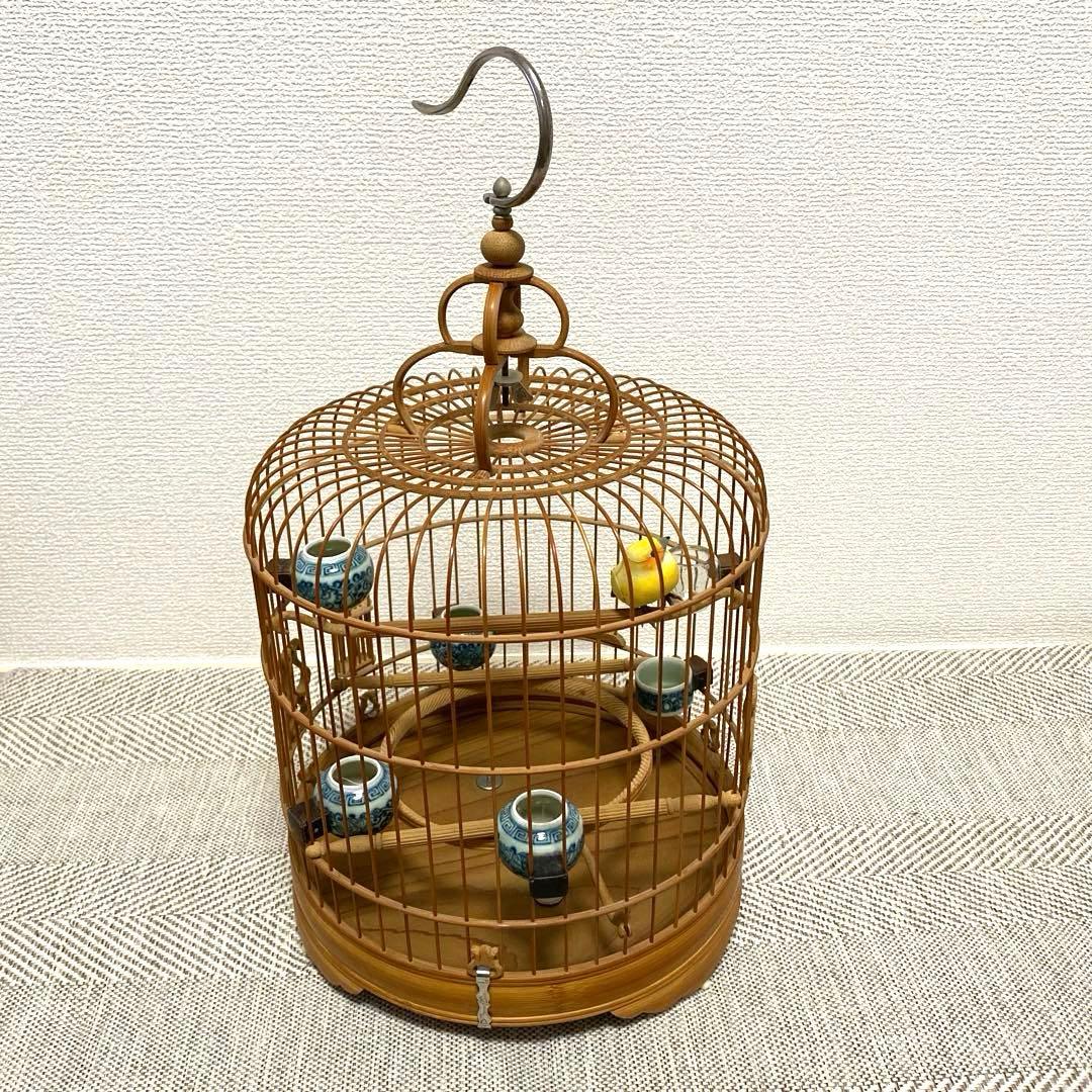 竹製 鳥かご 餌入れなどの小物セット　アジアン　インテリア【大幅お値下げ‼︎‼︎】