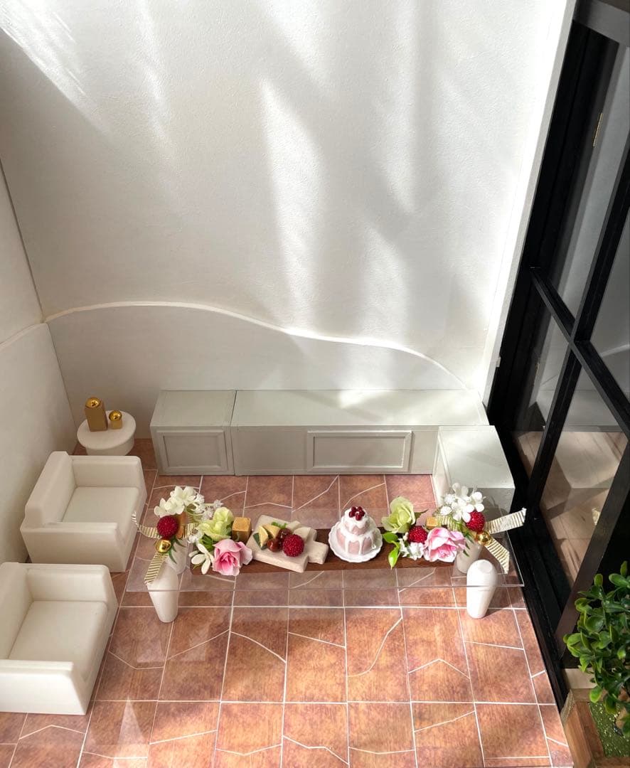 ドールハウス撮影背景ボード プールハウス＆パティオ☆ケーキカフェ追加しました♪