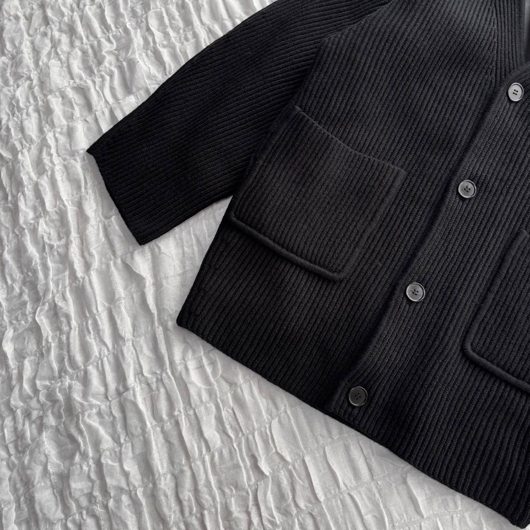 【美品】 H BEAUTY&YOUTH ウールナイロンリブカーディガン