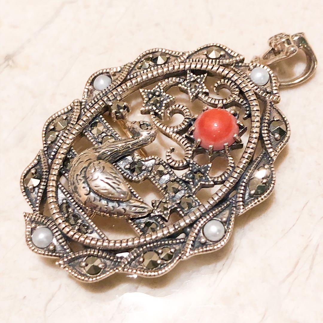 ROKUZAN 2way コーラルスワン￼ ペンダントトップ