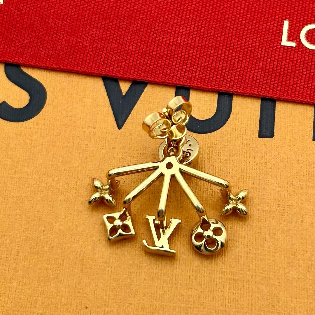 極美品　ルイヴィトン ピアス クルーザー フェイクパール ゴールド　片耳