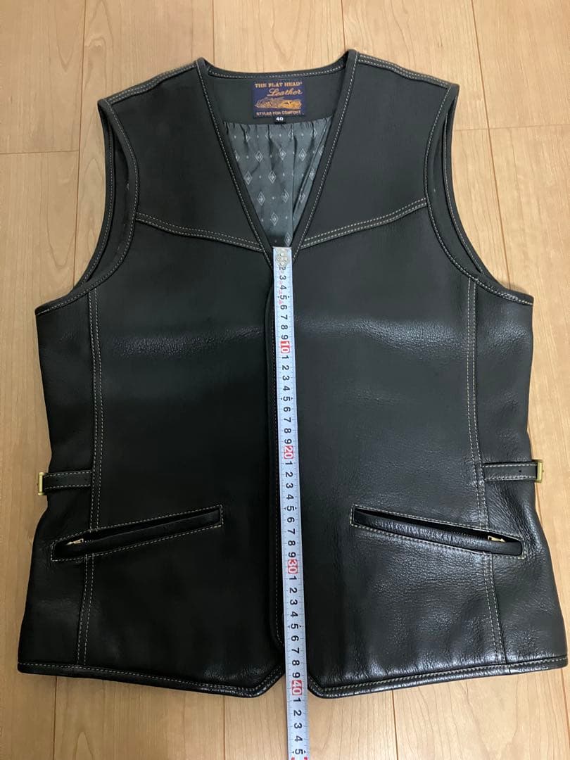 極美品　フラットヘッド　ディアスキン　ベスト　サイズ40 M〜L