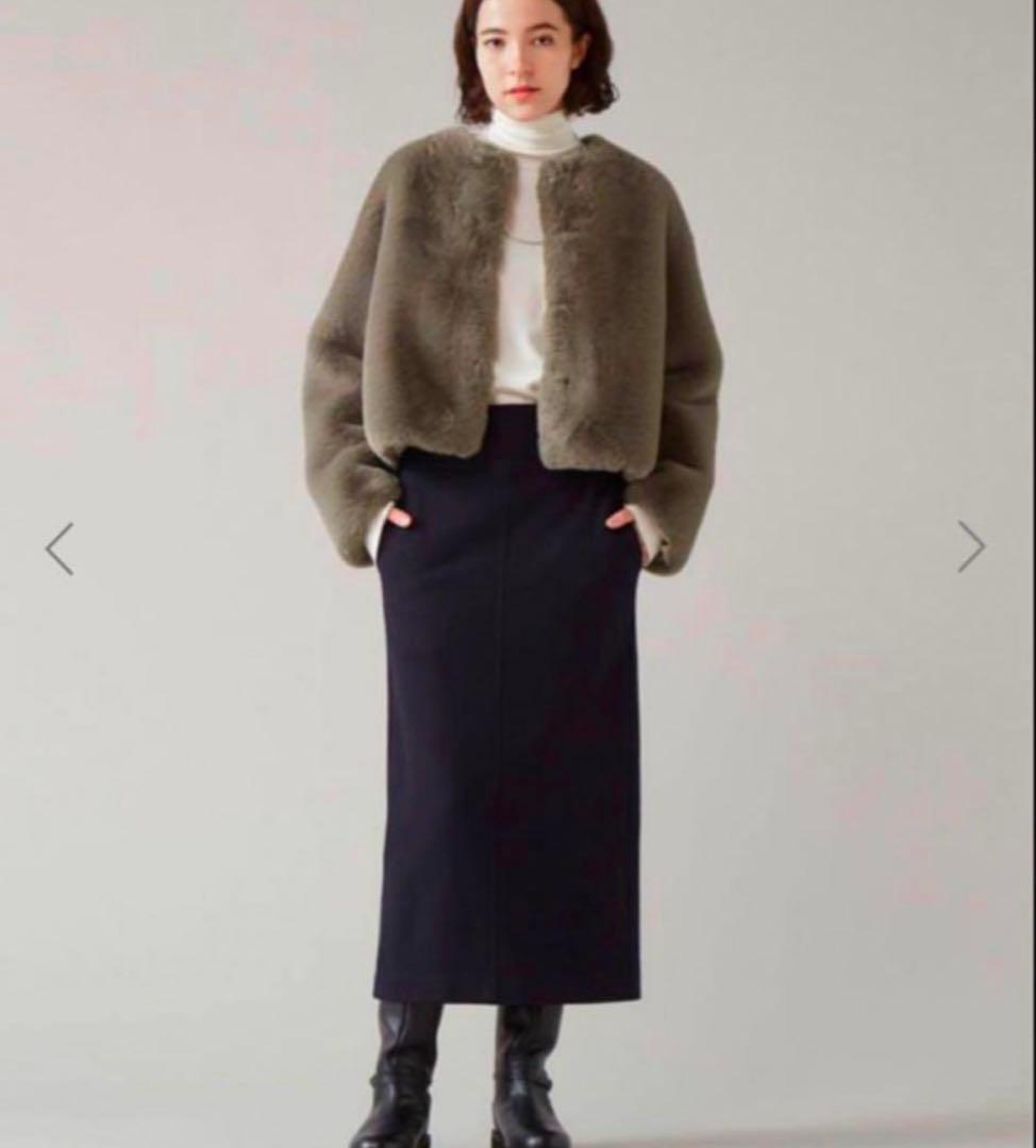 定価5.1万★ほぼ未使用★マルティニークファーコートベージュグレージュハーフエコ