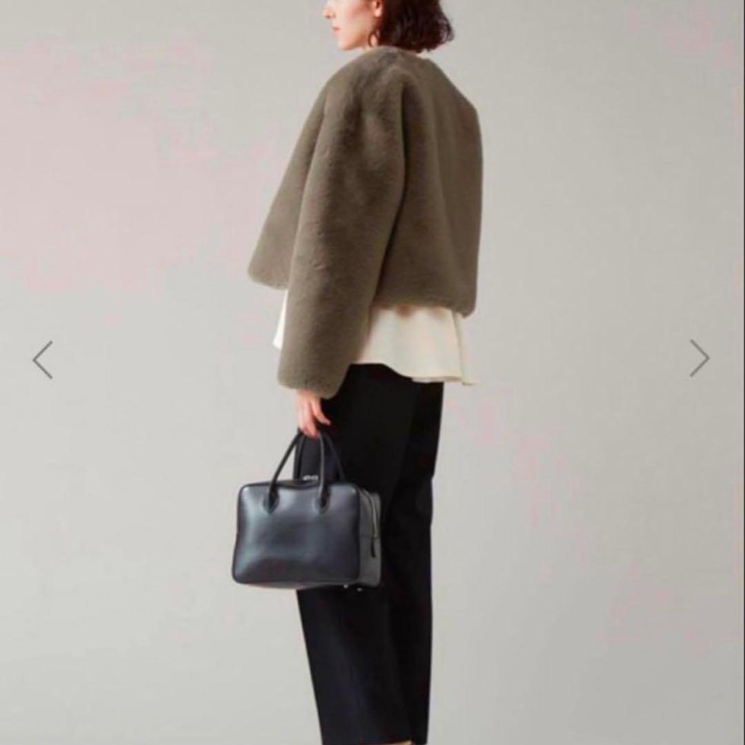 定価5.1万★ほぼ未使用★マルティニークファーコートベージュグレージュハーフエコ