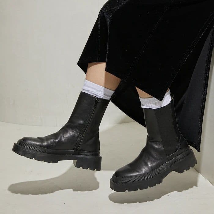 未使用 アトリエブルージュ サイドゴア レザー ブーツ タンクソール 本革