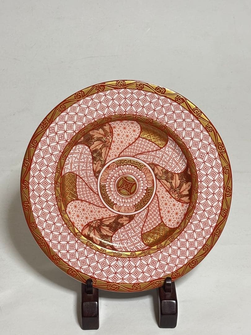 九谷焼　赤絵皿　武山窯　福島武山