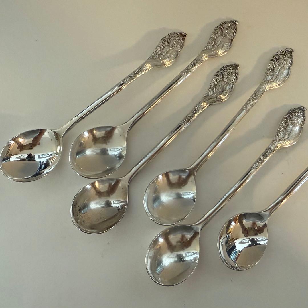 純銀亀紋スプーンセット　6本セット　115g