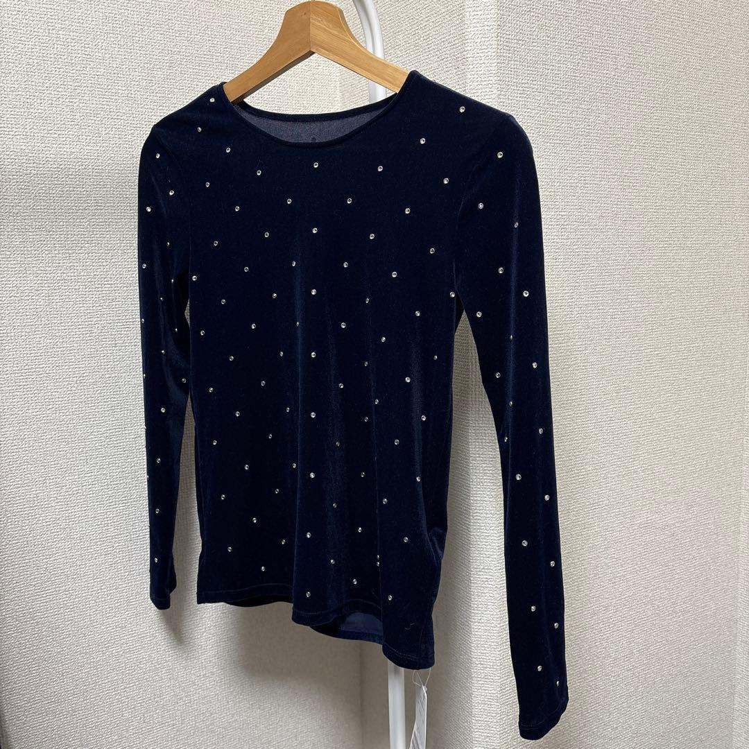 EDIT.FOR LULU ベロアビジュートップス　ネイビー