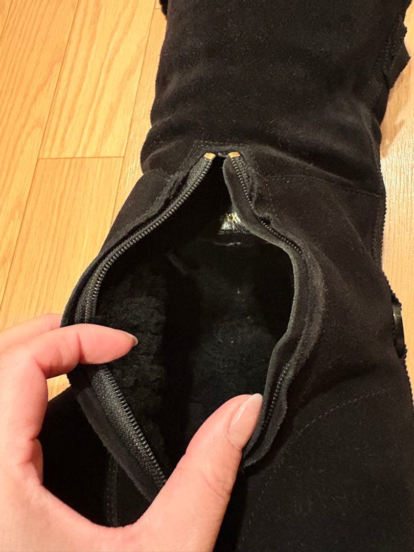 【中古】フェラガモ ロングムートンブーツ スエード 2way サイズ7ハーフ