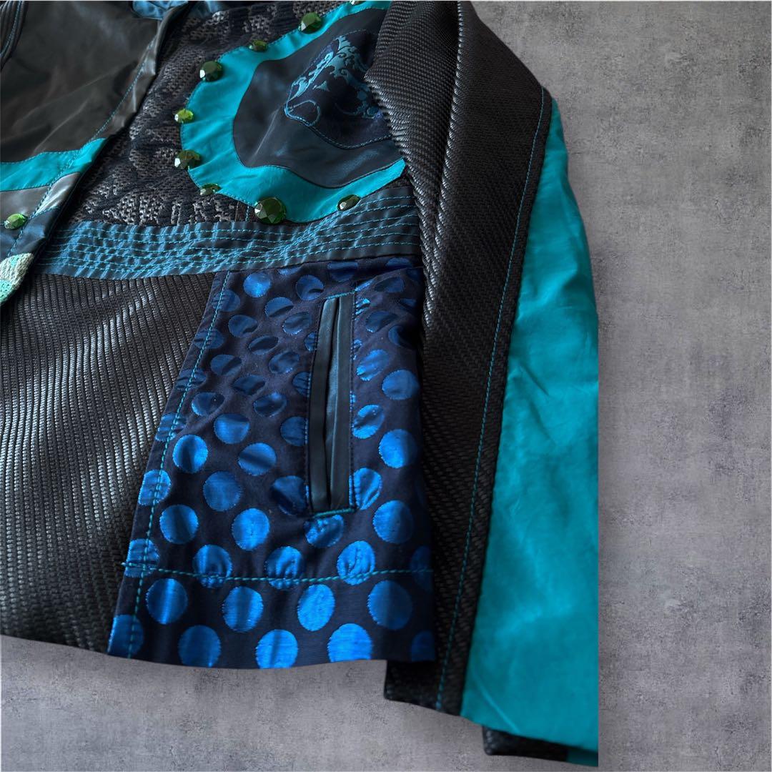 【希少】デシグアル ジャケット 猫 スパンコール×ビジュー 異素材切替 豪華