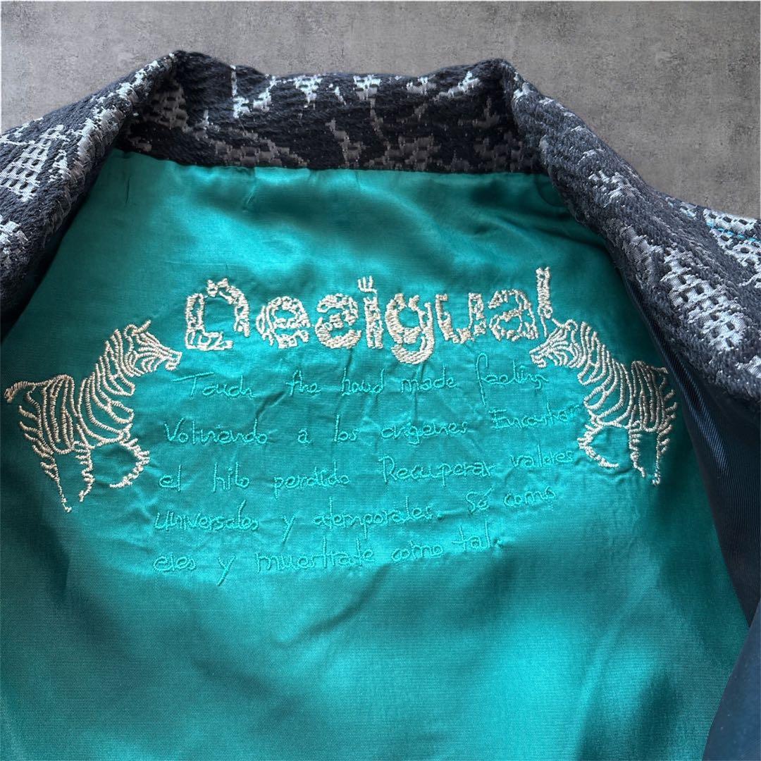 【希少】デシグアル ジャケット 猫 スパンコール×ビジュー 異素材切替 豪華