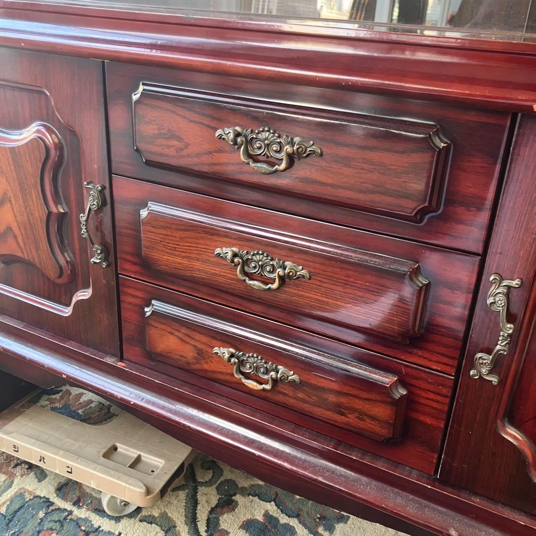 昭和レトロ ミッドセンチュリー 大型 木製サイドボード 飾り棚 古家具 古道具