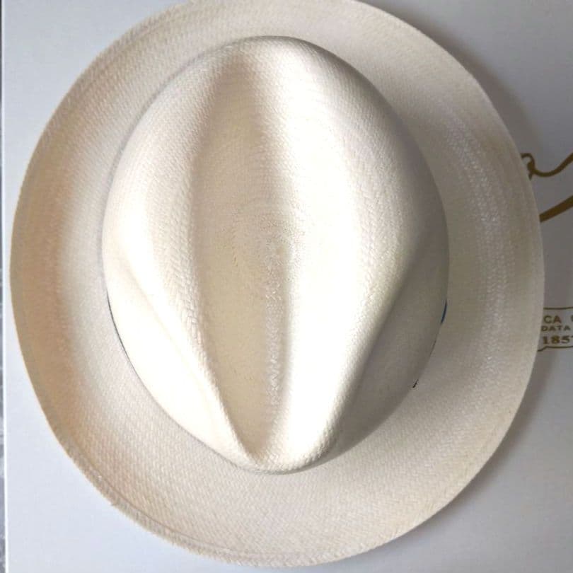Borsalino 美品パナマ帽 オフホワイト青いリボンＬサイズ59cm
