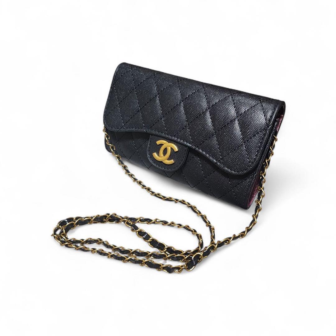 CHANEL　長財布　チェーンウォレット　黒　ノベルティ
