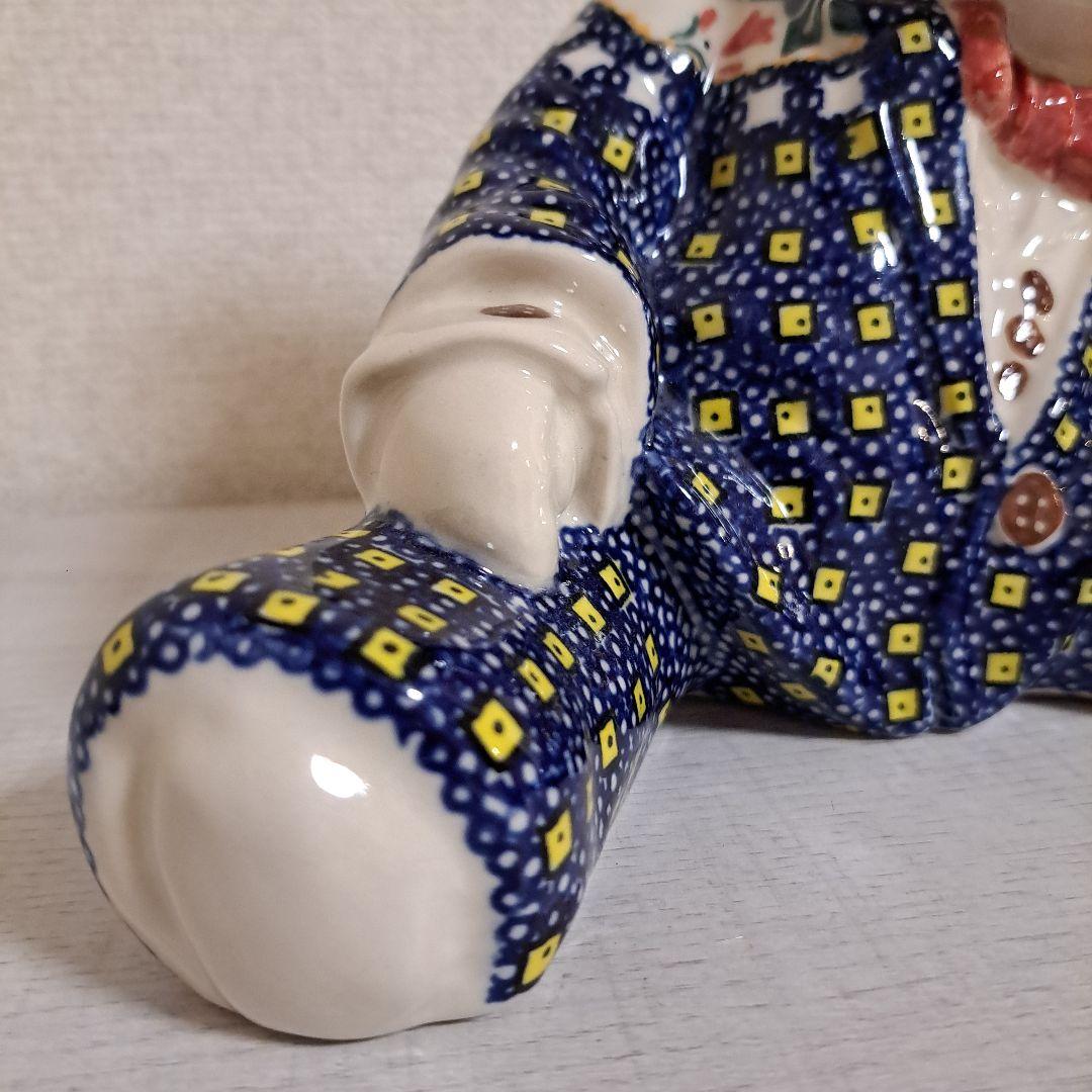 希少ベア☆ミレナ、ポーリッシュポタリー の置物くま。陶器置物 ポーランド