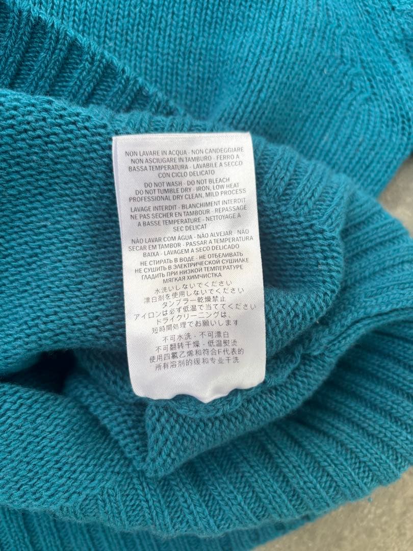GUCCI ターコイズ クルーネックニット★レディースOK ★GGプレート付き