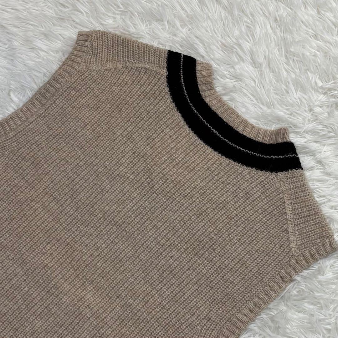 【23AW✨】MHL. ウールリブ ニットベスト Vネック ベージュ M