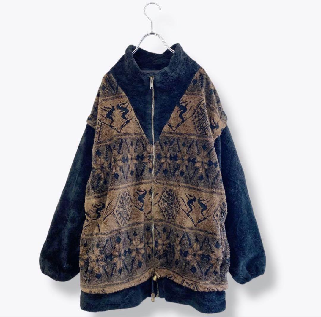 3点¥10,000 ビンテージ 古着 卸 レトロ 80's 総柄ブルゾン