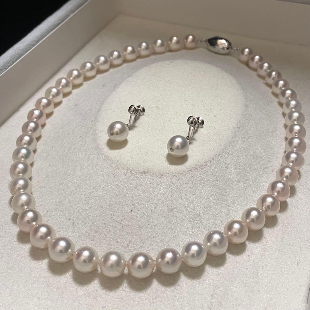【テリ抜群✨超大珠】あこや本真珠 ネックレス イヤリング 8.5-9.0 パール