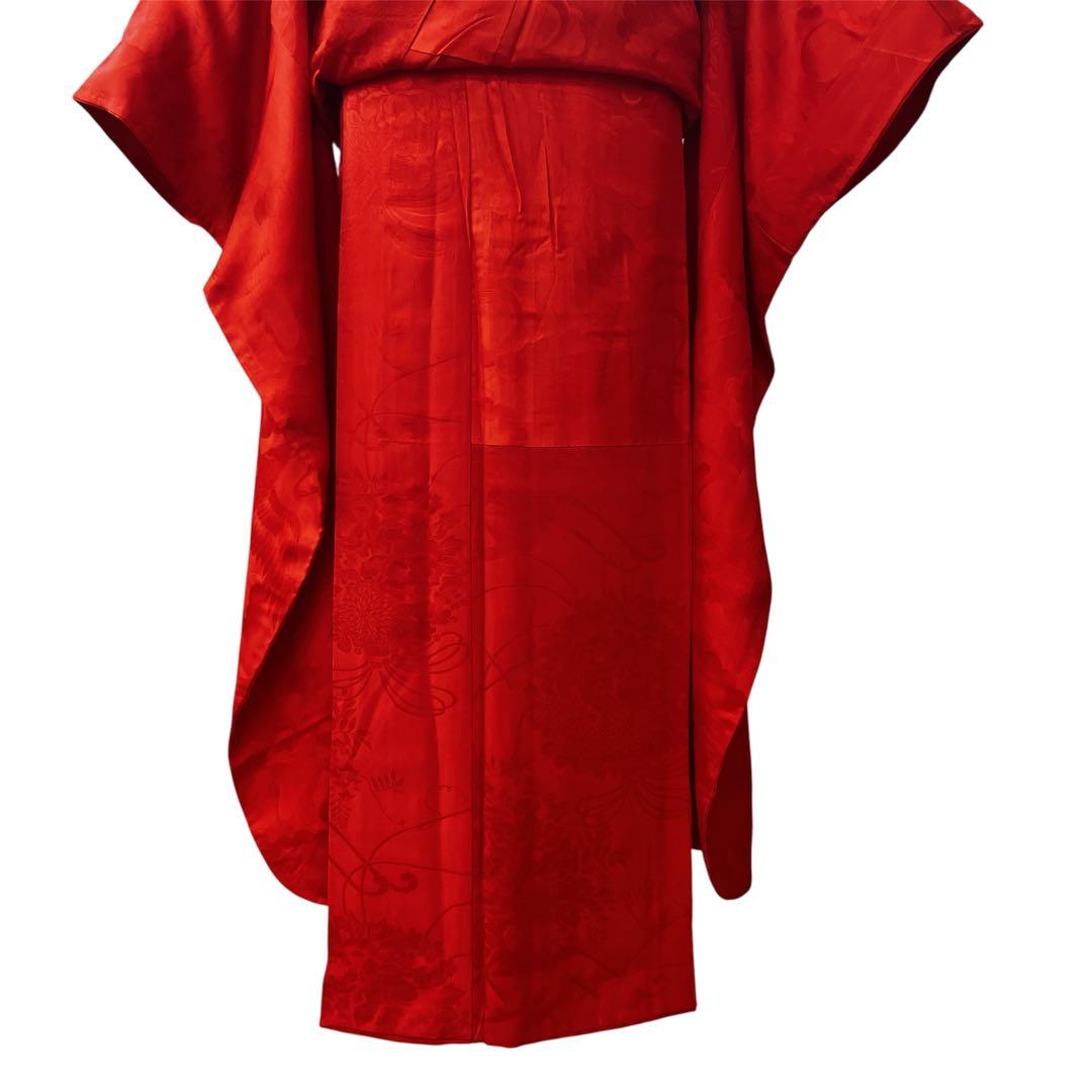 ◎mk-1198　引き振袖　襦袢　赤　美品　7-30