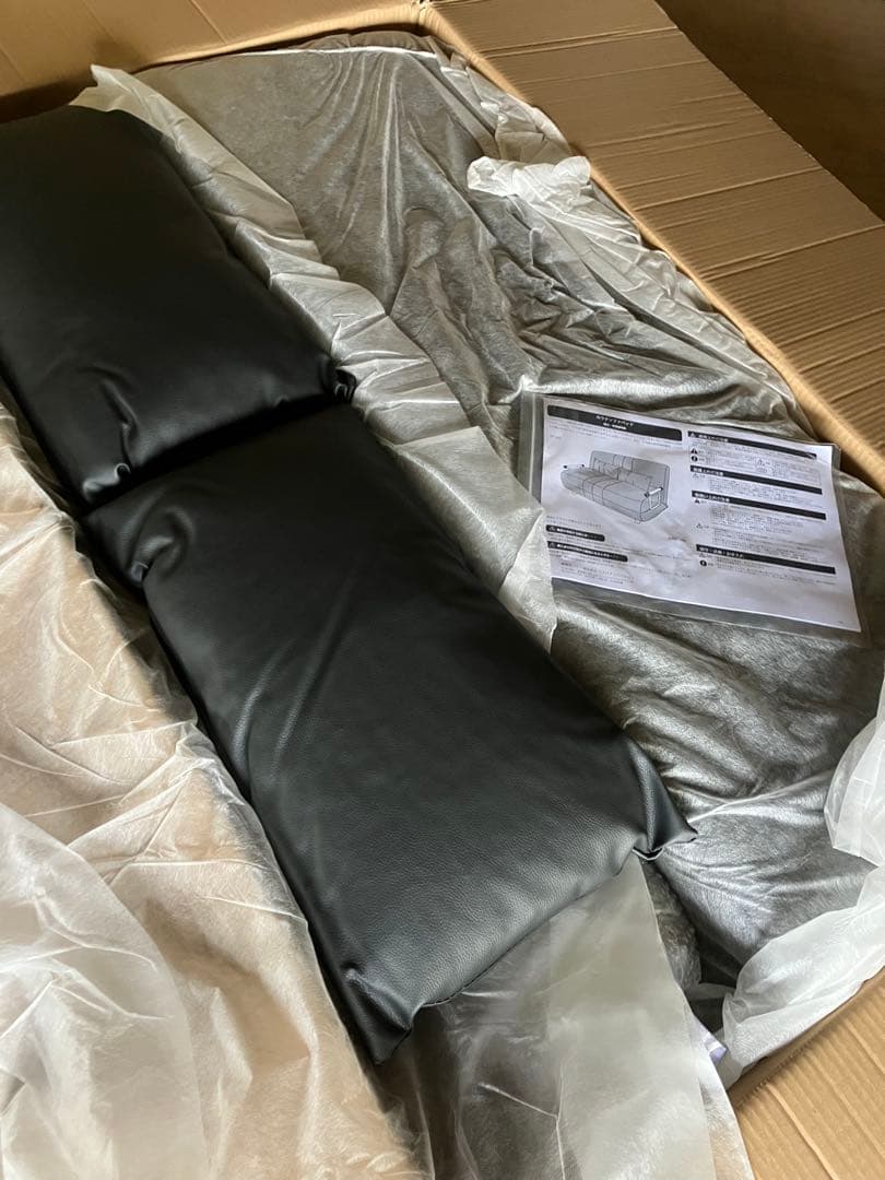 新品　折りたたみベット　３WAYソファ　120cm セミダブル ブラックレザー調
