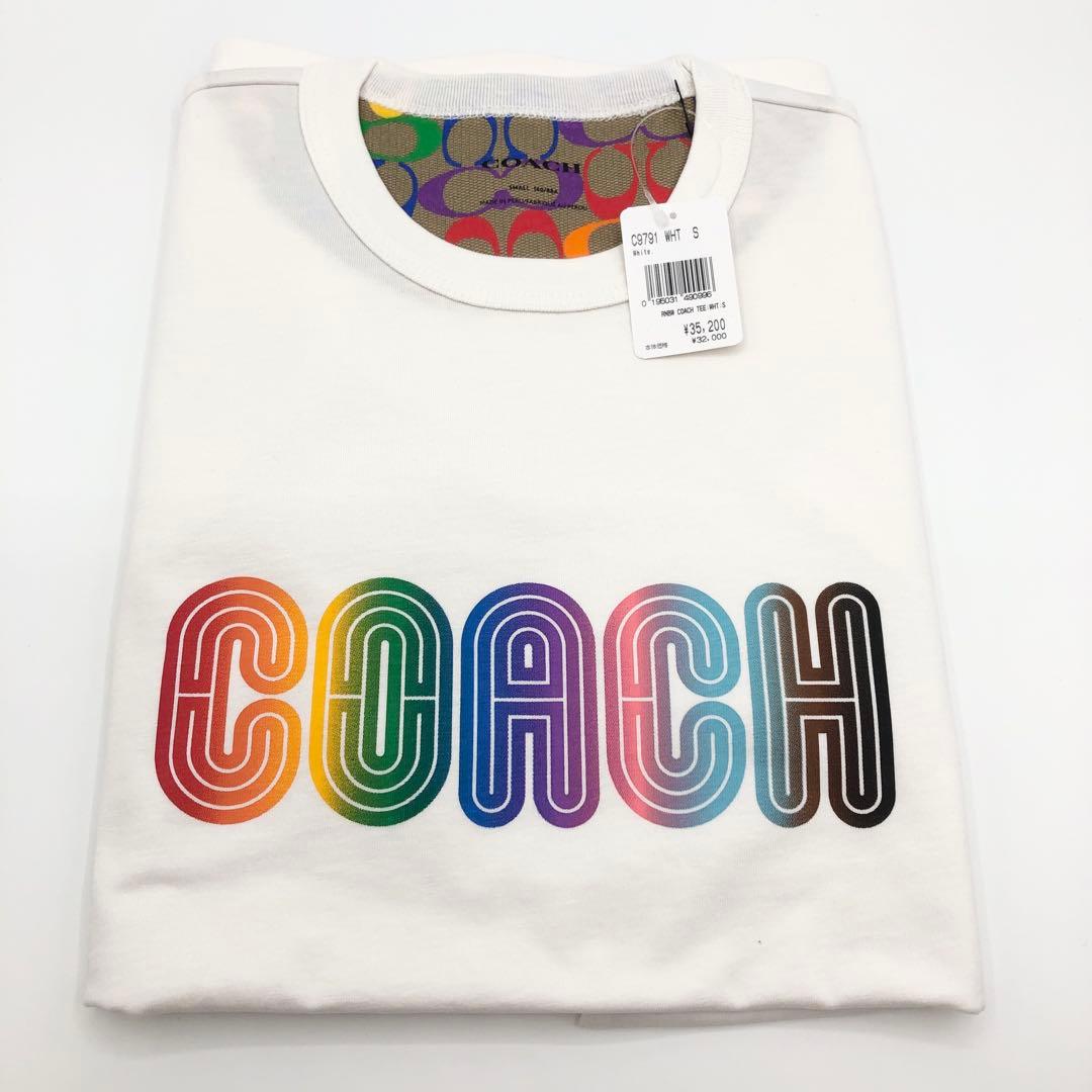 【COACH☆新品】レインボー シグネチャー Tシャツ！ホワイト！Sサイズ！希少