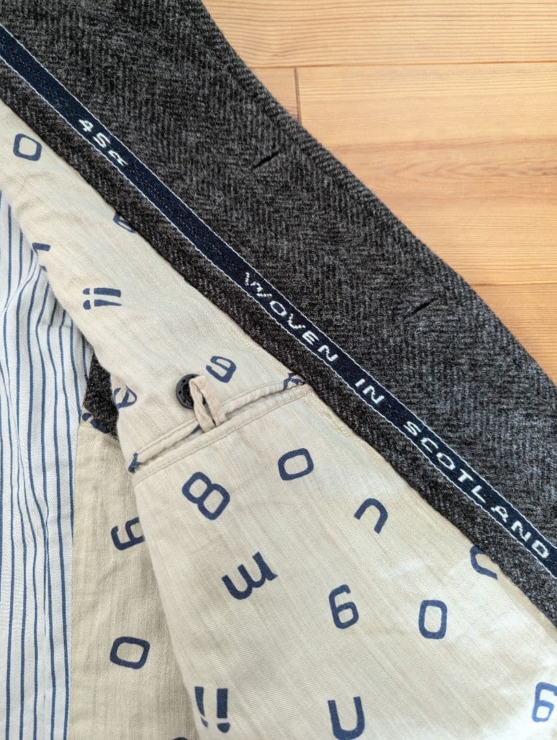 45R ツィードウール スタンドネックベスト 大きめサイズ ユニセックス