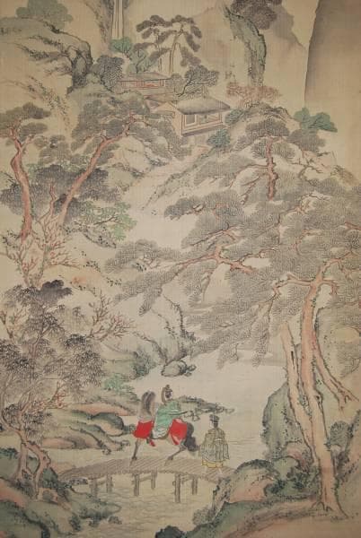不詳/作者不詳/山水人物図/布袋屋掛軸HB-214