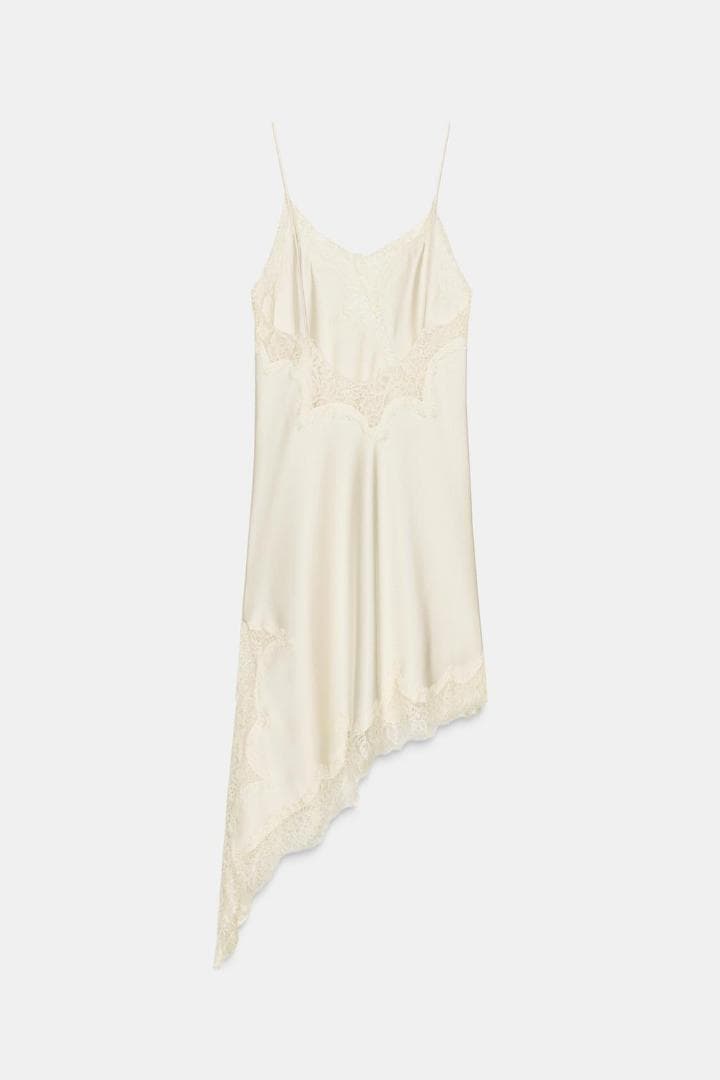 完売品 ZARA ZW アシンメトリーレースワンピース L 人気