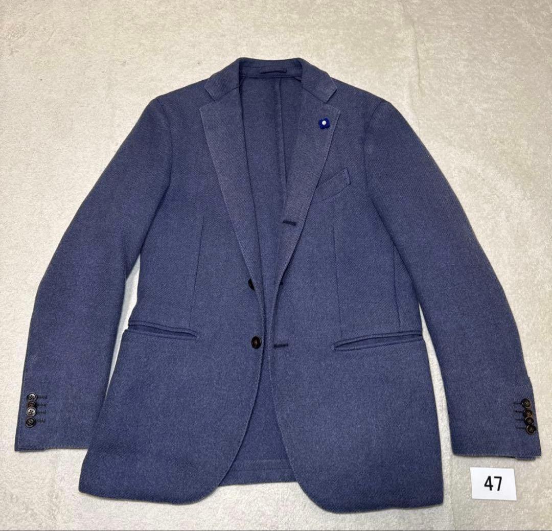 ら*る様 47 極美品　秋冬　ウール　ラルディーニ　テーラードジャケット　ブルー