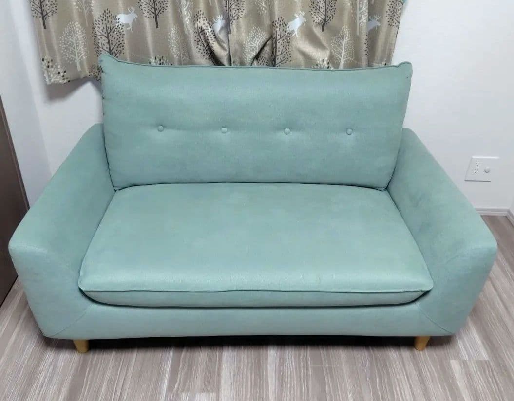 ニトリ　コンパクト2人掛けソファ　グリーン