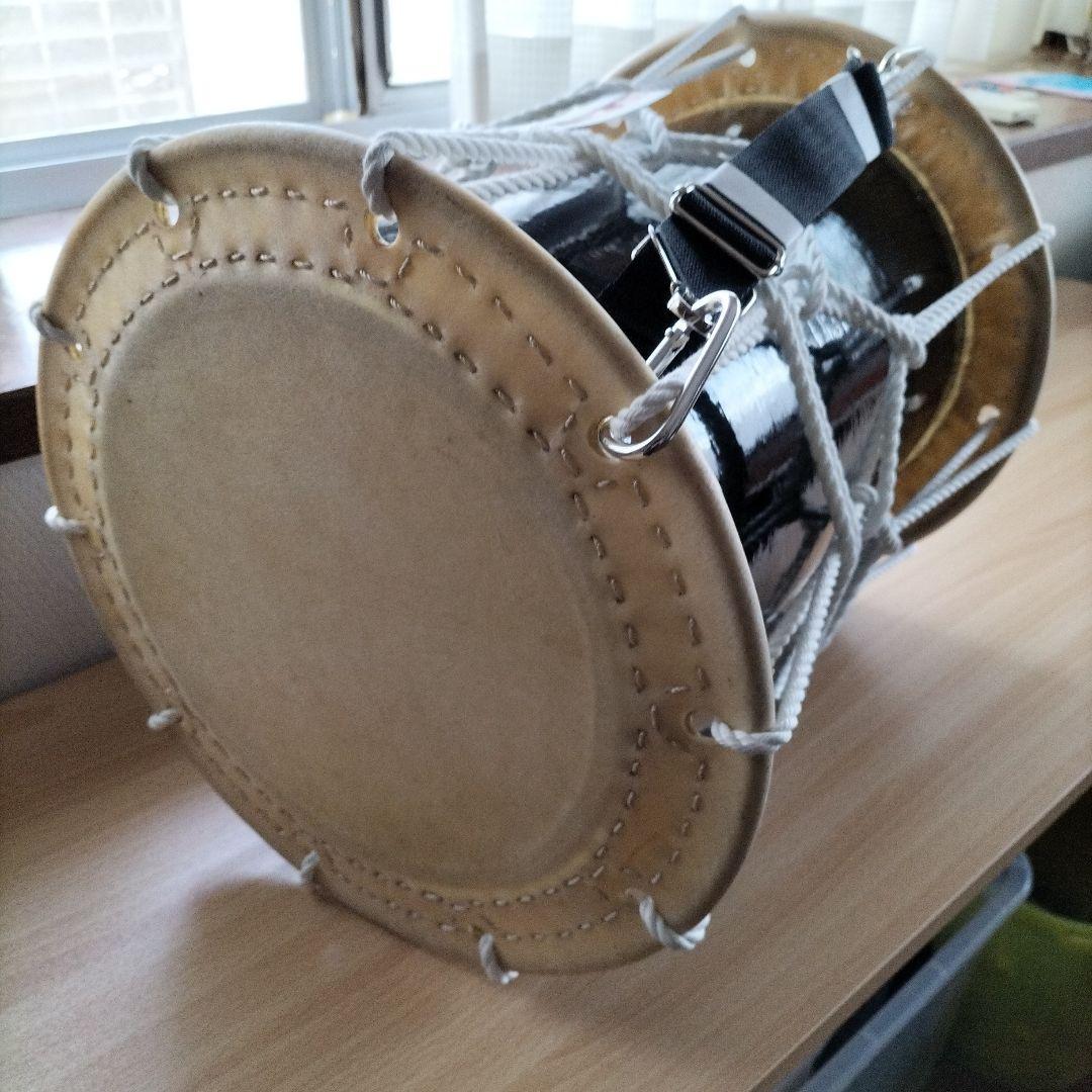 担ぎ太鼓 1.2尺締太鼓　和太鼓 天然皮革　ストラップ付き中古品⑤