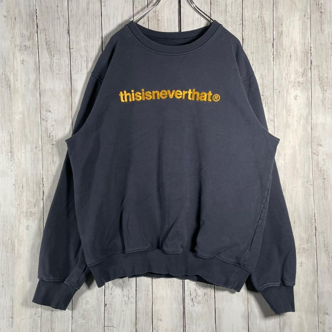 ディスイズネバーザット スウェット トレーナー 刺繍ロゴ XL ネイビー ネバザ