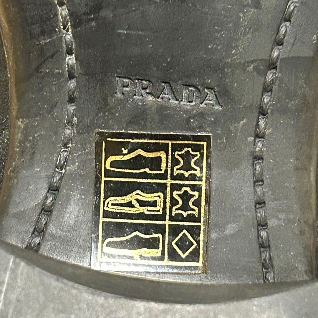 プラダ PRADA ゴールドプレートロゴ レザー ロングブーツ 23cm