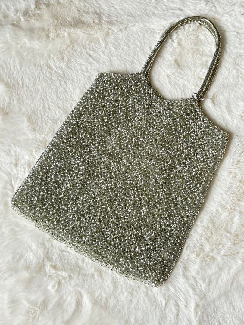 ANTEPRIMA ワイヤーバッグ スクエア ラインストーン ロゴ リング