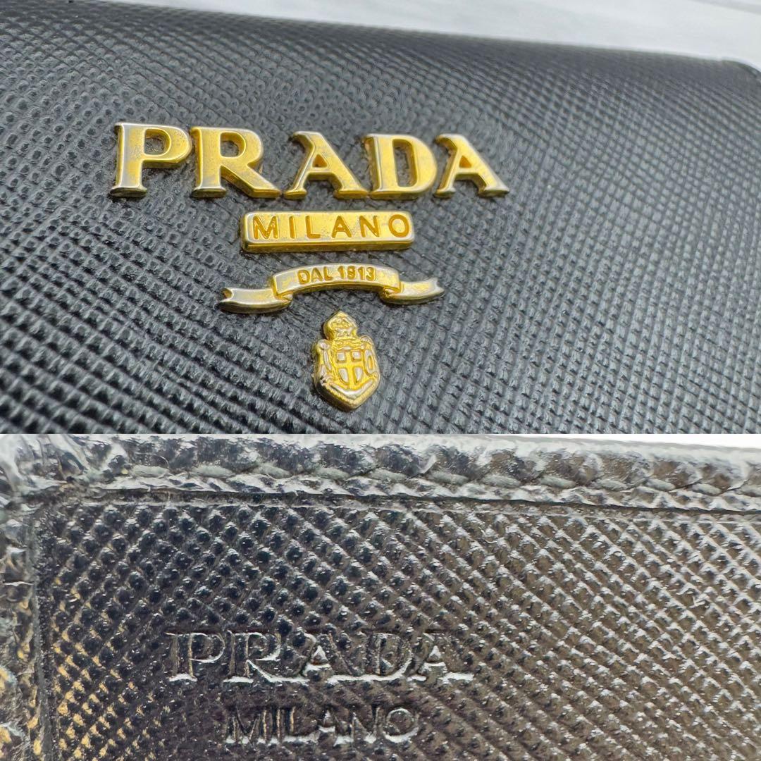 【極美品】PRADA　名刺入れ　サフィアーノレザー　ブラック
