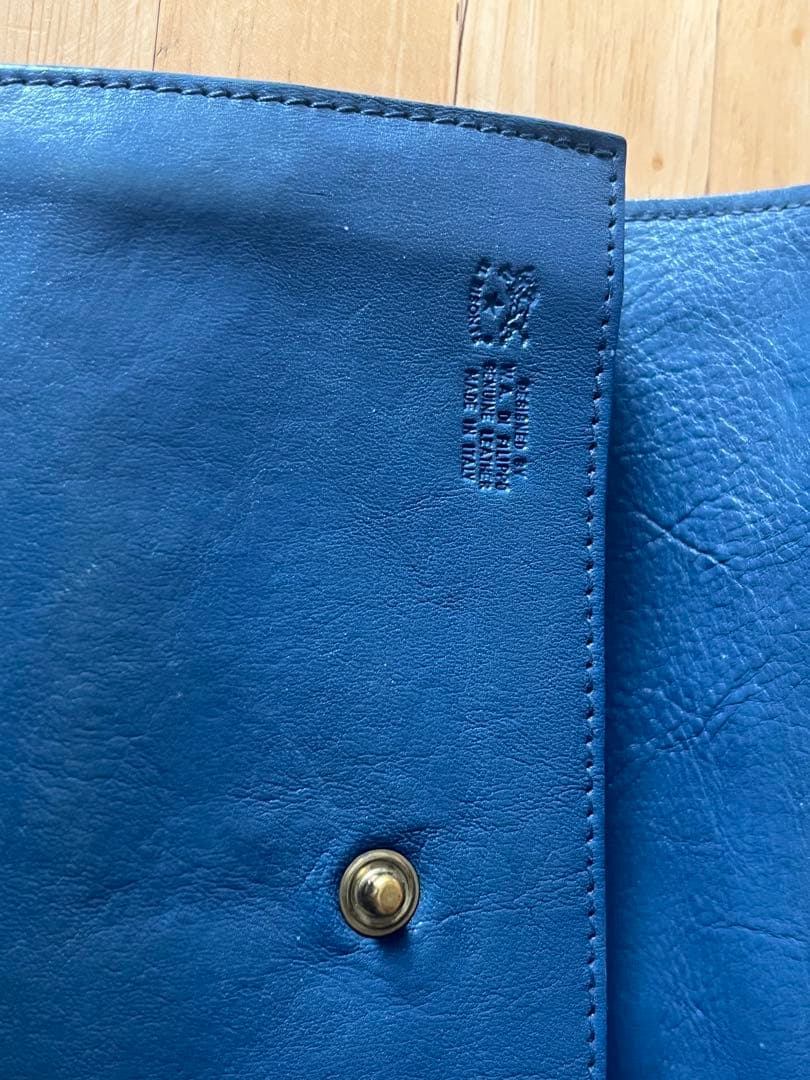 Lemon イルビゾンテ 長財布 ブルー系 ネイビー系 ロゴ型押し 収納多