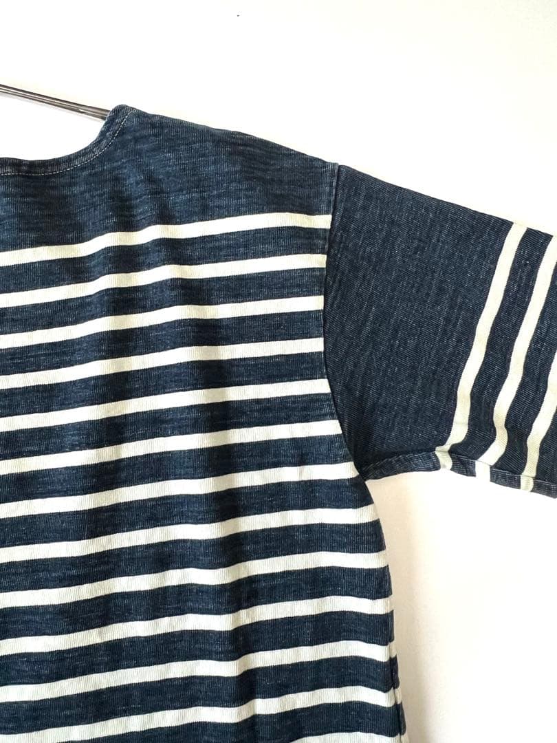 45R バスクボーダーシャツ バスクの908Tシャツ（サイズ2・インディゴ 濃）