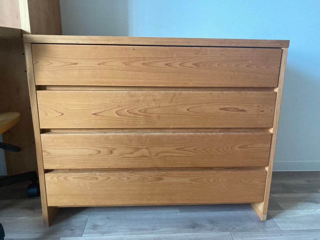 ヒノキクラフト 木製 4段チェスト シンプルデザイン