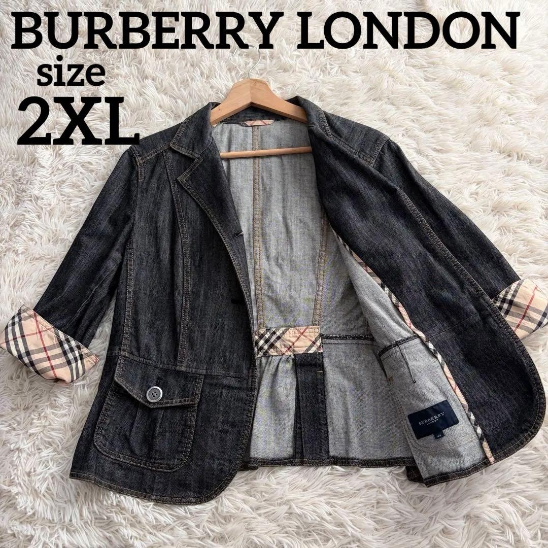 【極美品】バーバリーロンドン Gジャン ノバチェック 2XL デニムジャケット