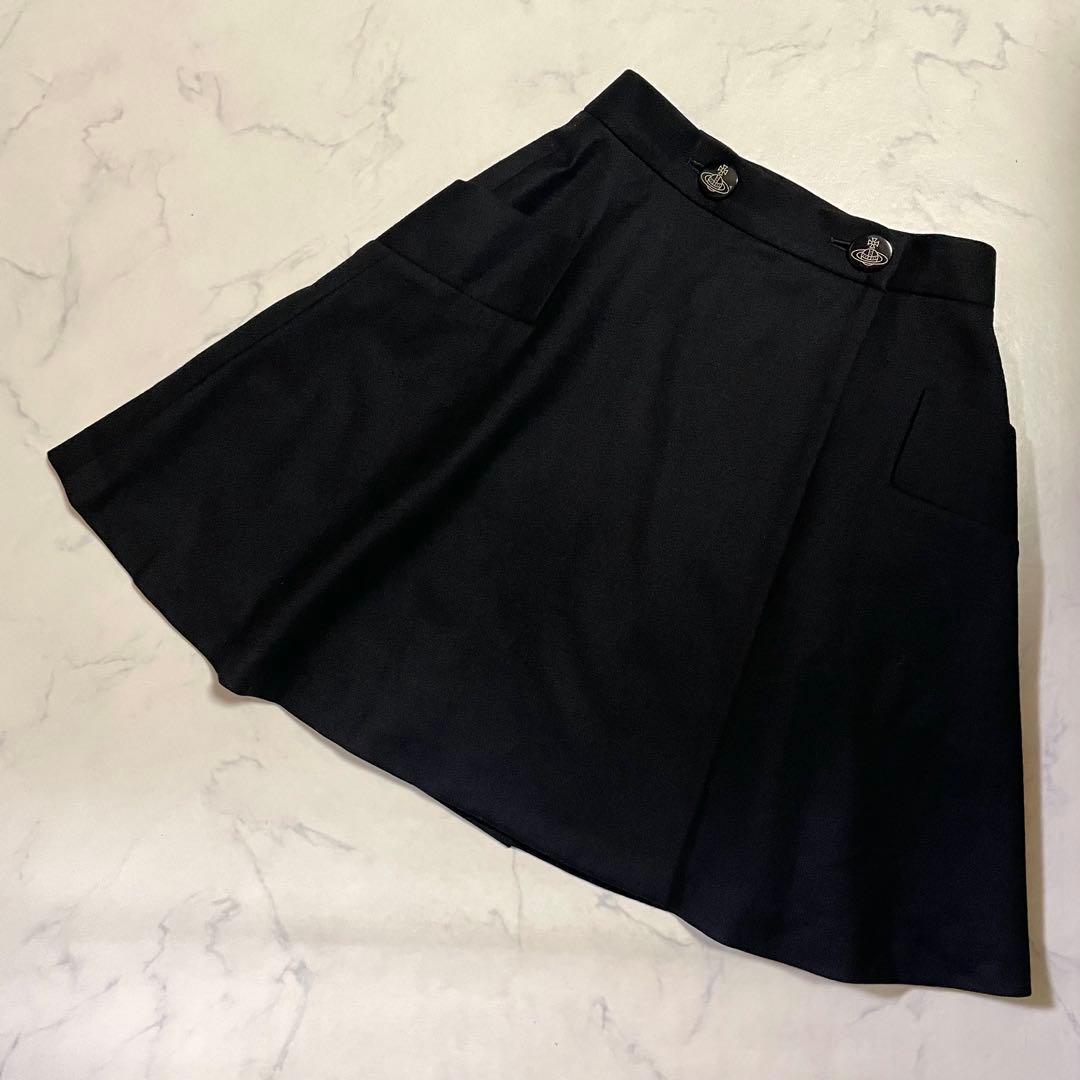 ヴィヴィアンウエストウッド ラップスカート 巻きスカート ブラック オーブボタン