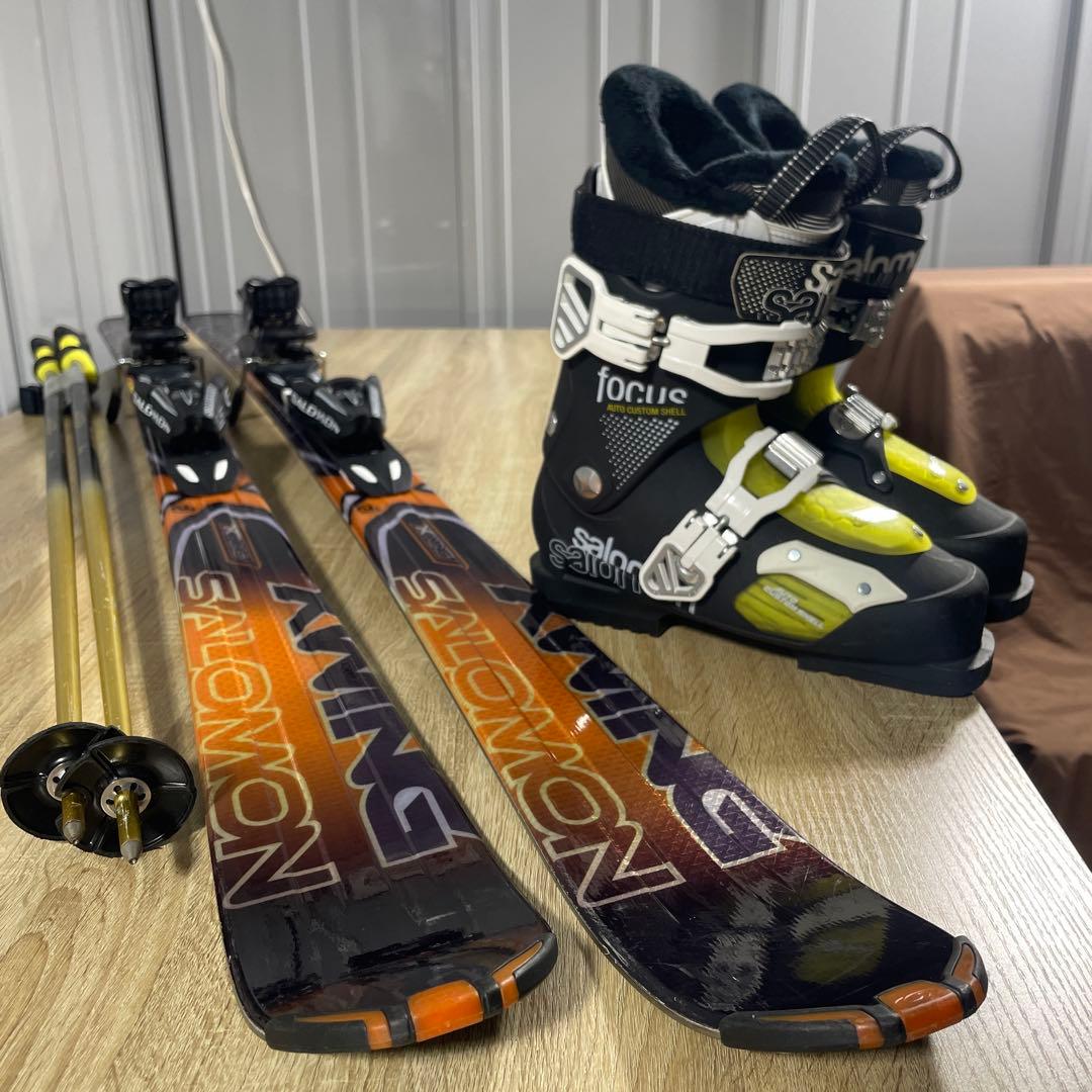 SALOMON158cm 25/25.5cm ストック115cmスキーセット‼︎