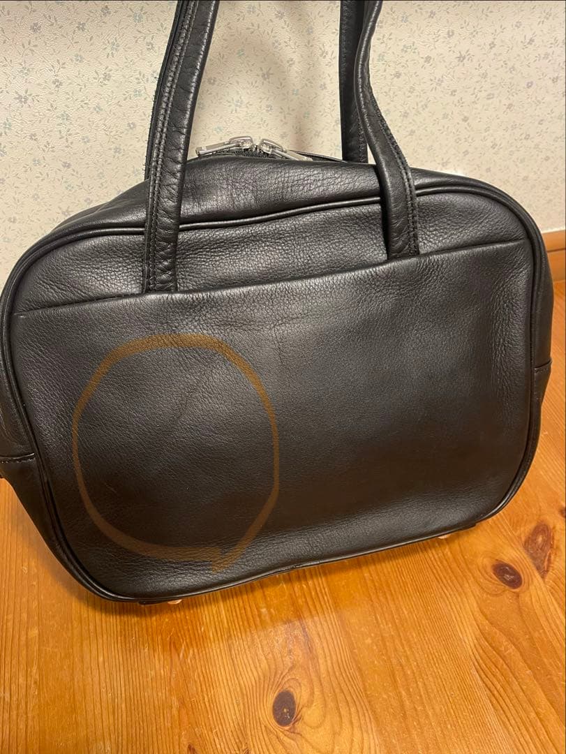 REN ブラックレザー ハンドバッグ