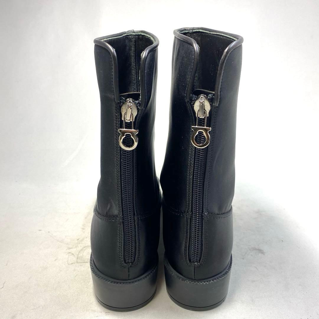 フェラガモ サイズ表記「7C」 24.5センチ　ブラック　ナイロン　ブーツ