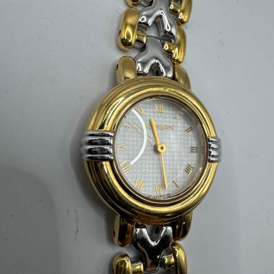 イヴサンローラン YSL コンビ ローマン 腕時計　ゴールド文字盤 予備コマ付