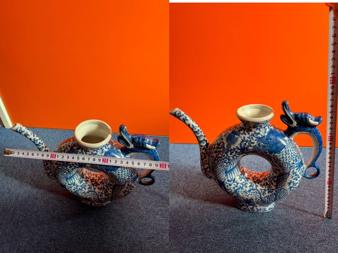 1089 水注　大清雍正年製款 龍鳳凰染付水差し 中国 古美術 時代物 骨董品