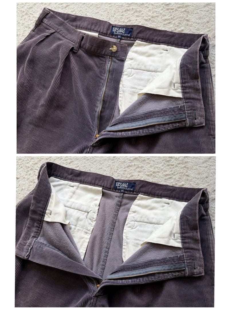 90s✨ポロラルフローレン コーデュロイパンツ ポロチノタグ 2タック パープル