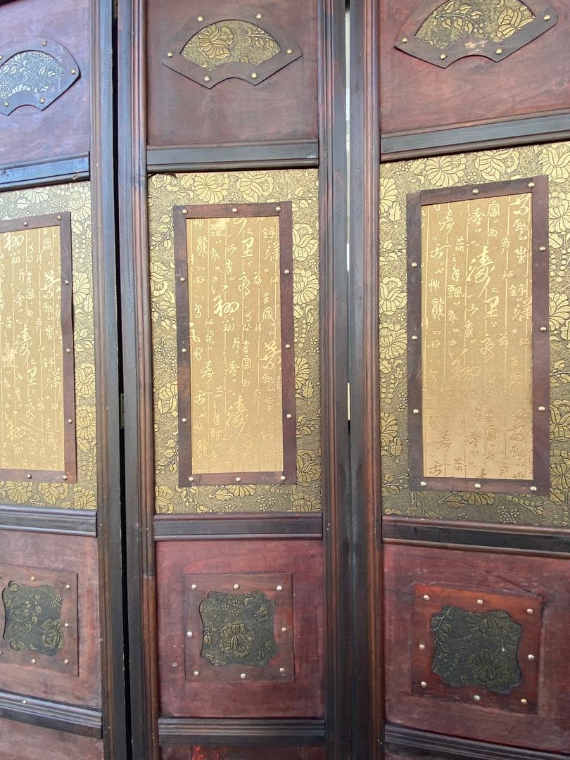 唐物 中国风の骨董品木屏風　年代不詳、骨董品　入手困難　割引相談可2